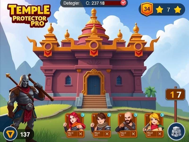 Temple Protector Pro gameplay screenshot showing temple defense mechanics